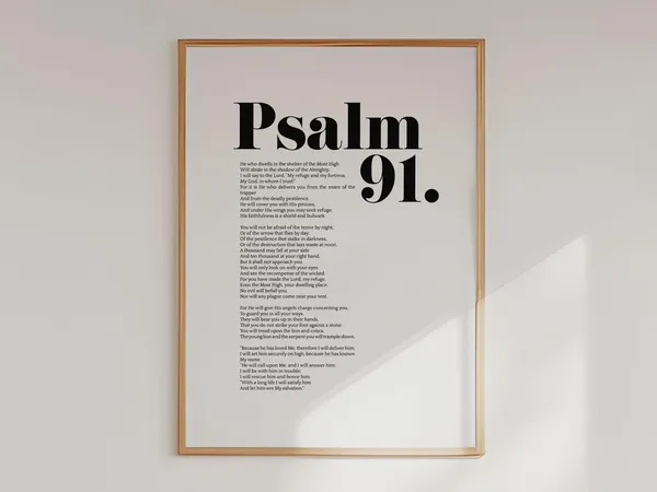 Psalm 91 NASB 95 Scripture Poster, Modern Typography