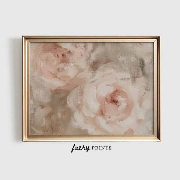 Pink Floral Painting, Vintage Flower Art Print