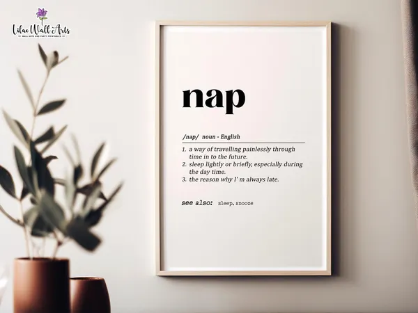Nap Definition Sign Funny Bedroom Wall Art Print