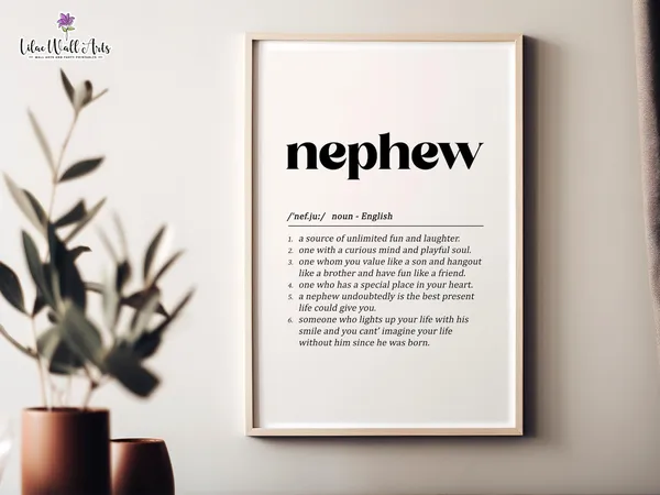 Nephew Definition Art Print, Funny Family Gift