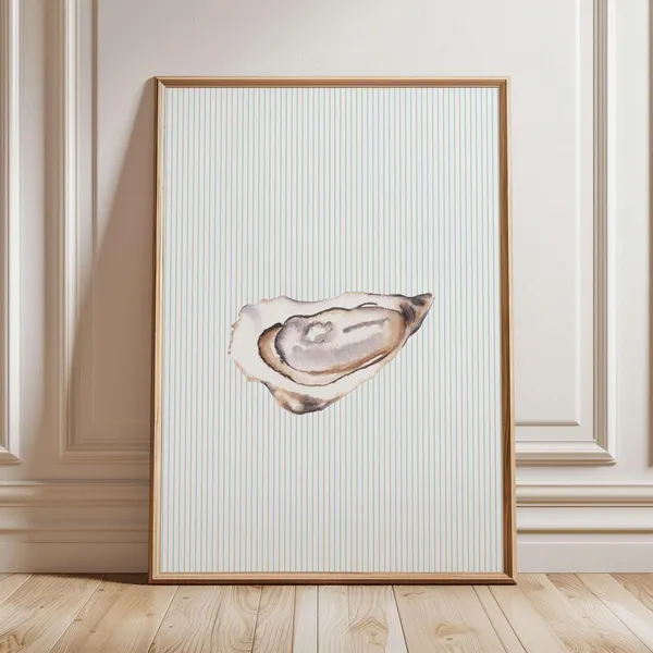 Oysters Kitchen Art Print, Trendy Seafood Decor