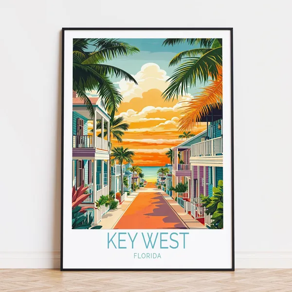Key West Florida Travel Poster, Personalized Art Print