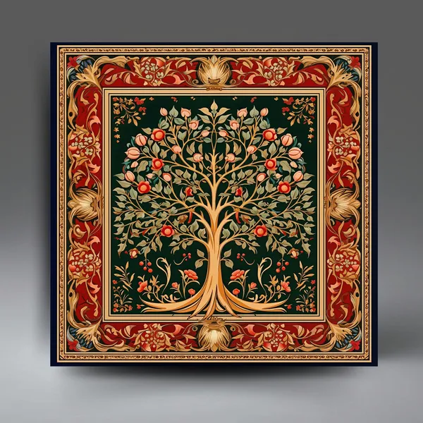 William Morris-Inspired Botanical Tree, Art Nouveau Art Print