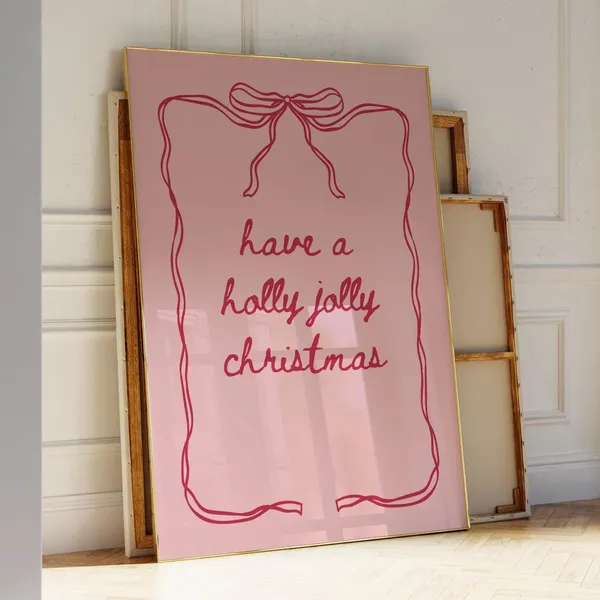 Holly Jolly Christmas Coquette Bow Poster Print
