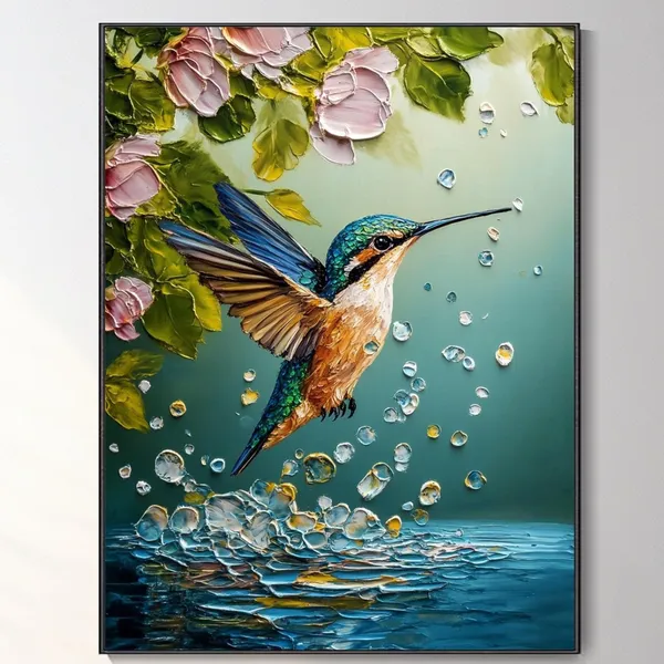 Personalized Hummingbird Oil Painting, Wall Art Print