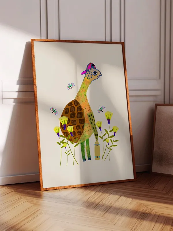Turtle Kids Nursery Decor Animal Skateboarder Art Print