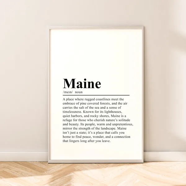 Maine Minimalist Travel Poster, Wall Art Print