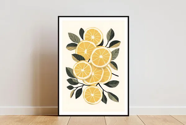 Lemon Kitchen Fruit Art Print, Yellow Poster