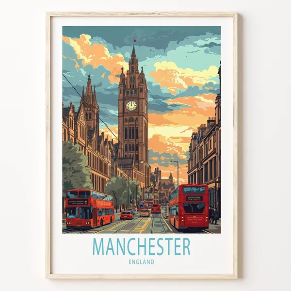 Manchester Travel Poster, England Art Print