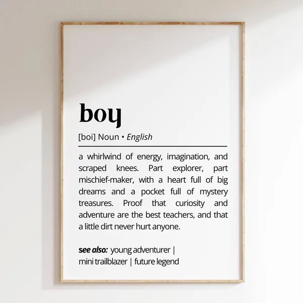 Boy Definition Kids Nursery Typography Art Print