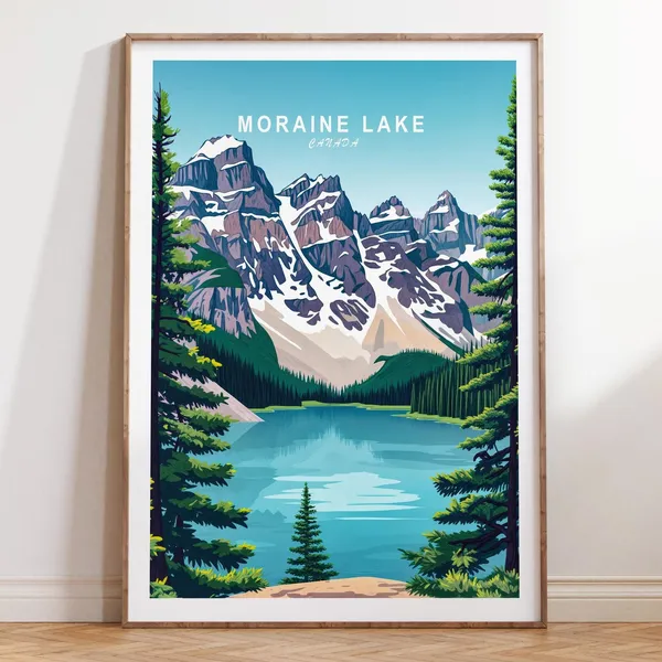 Moraine Lake Custom Travel Poster, Canada Print