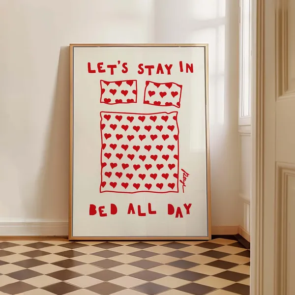 Stay In Bed Handdrawn Typography Art Print