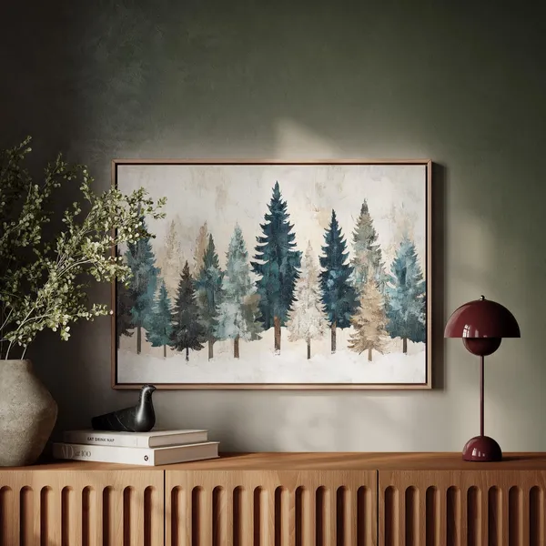 Rustic Primitive Christmas Trees Art Print