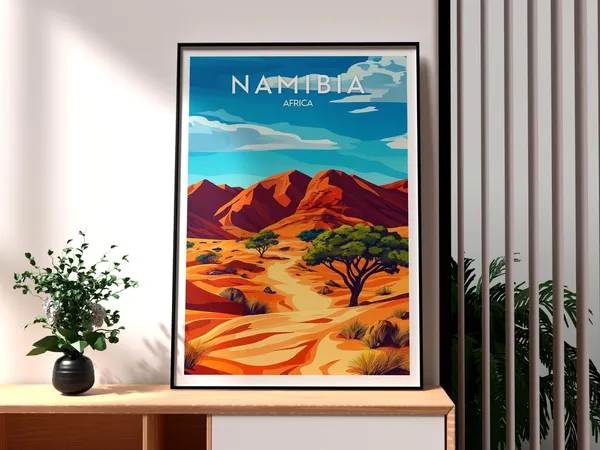 Namibia Windhoek Travel Poster, Africa City Wall Art