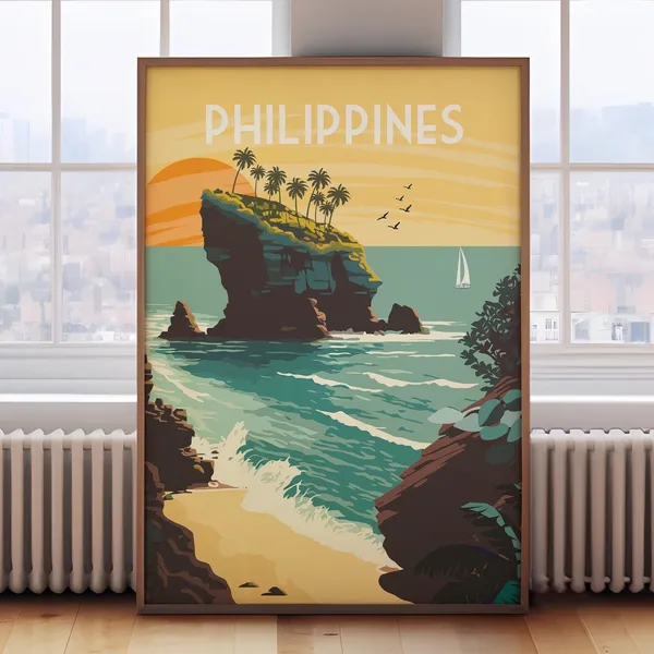 Philippines Retro Travel Poster, Asia Travel Print