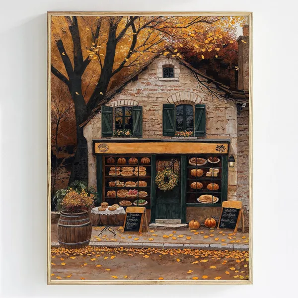 Cozy Fall Cafe Art Print, Autumn In New York
