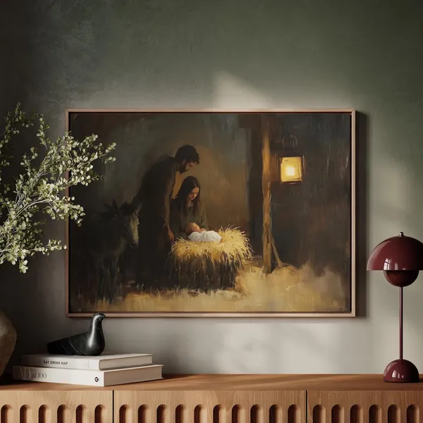 Christian Nativity Jesus In The Manger Art Print
