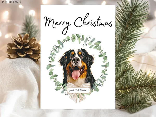 Custom Pet Christmas Card, Personalized Cat and Dog