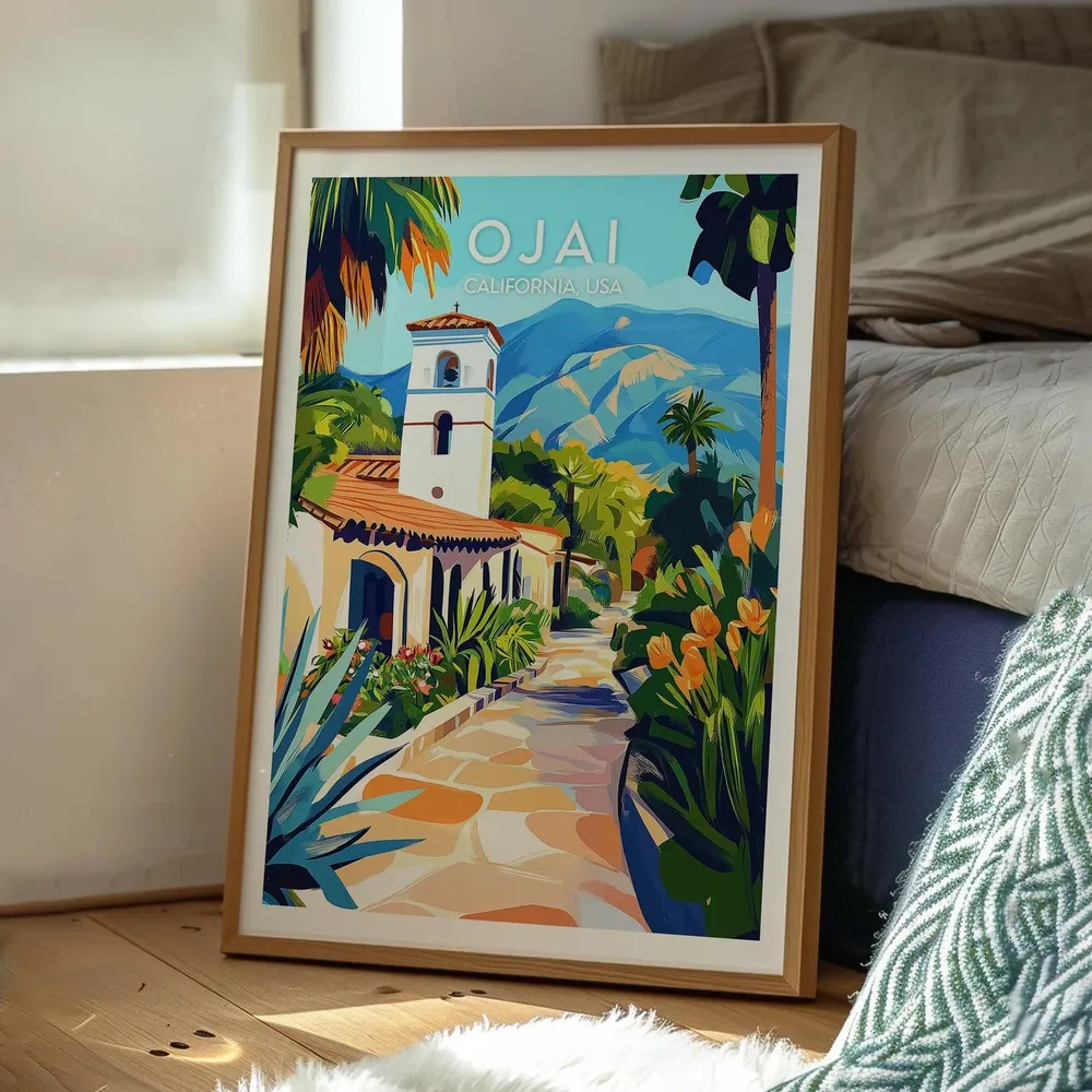 Ojai Travel Poster, Ventura County Town Art Print