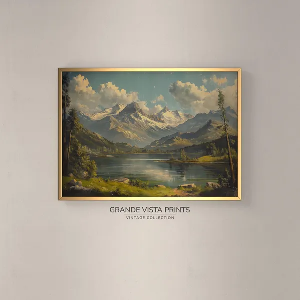 Spring Mountain Lake Landscape, Art Print