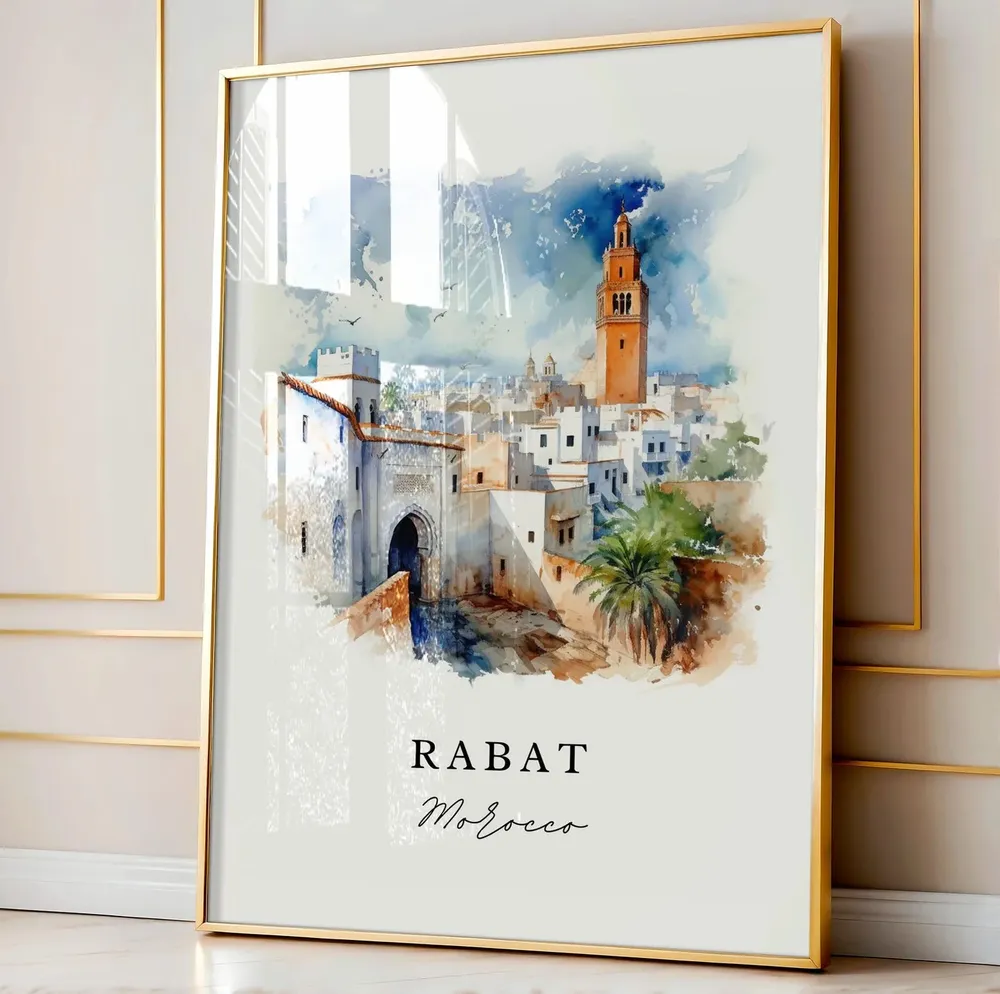 Rabat Morocco Travel Poster, Custom Text Personalized - Image 3