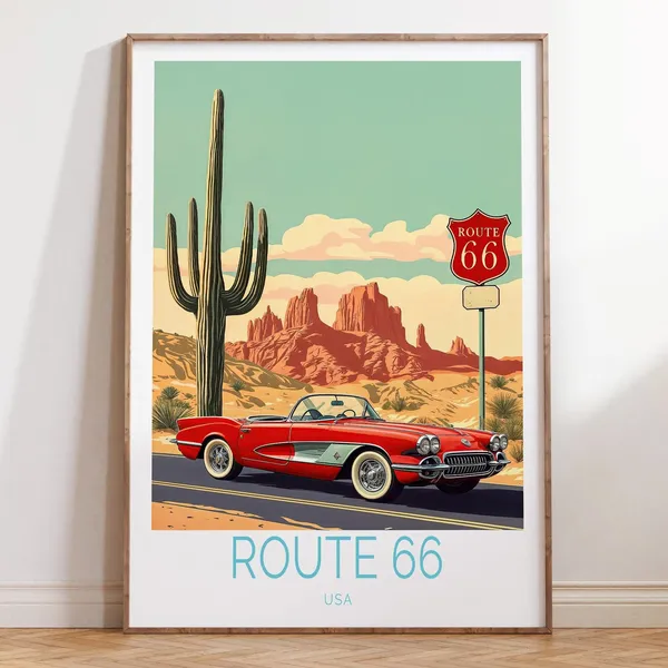 Route 66 USA Travel Poster, Main Street of America