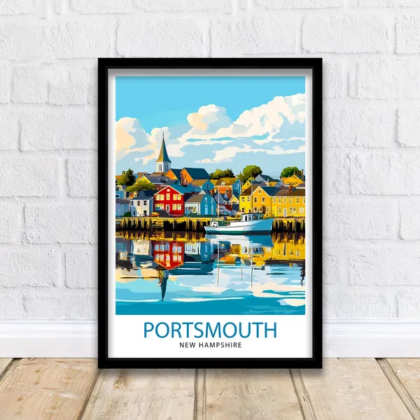 Portsmouth New Hampshire Travel Poster, Coastal City