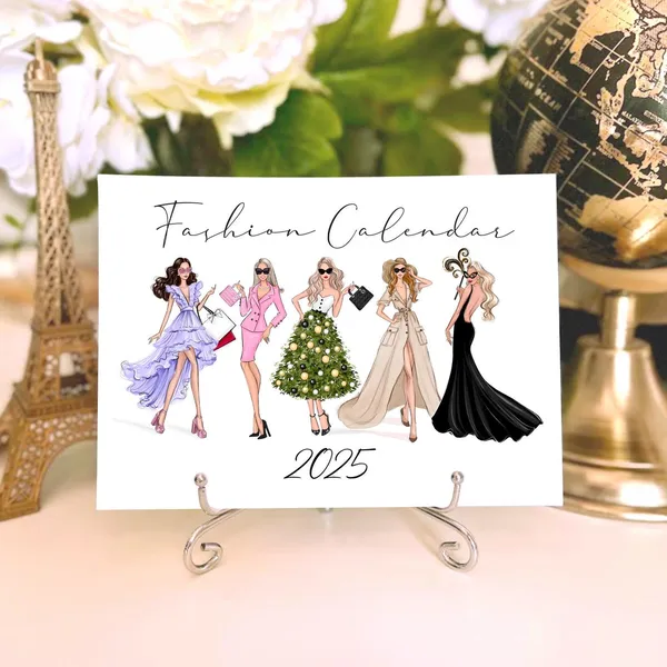Fashion Illustration 2025 Desk Calendar, Mini Calendar