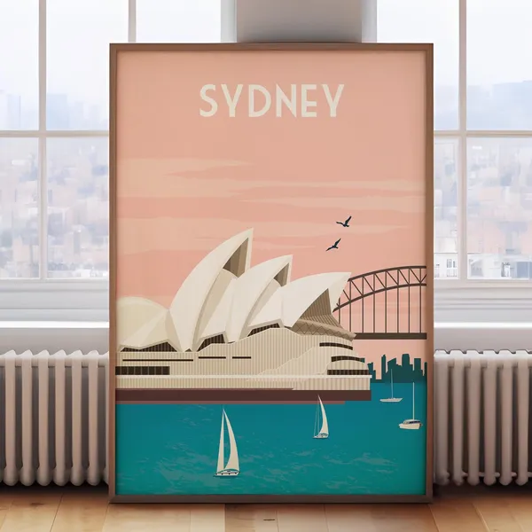 Sydney Retro Travel Poster, Australia Wall Art Print