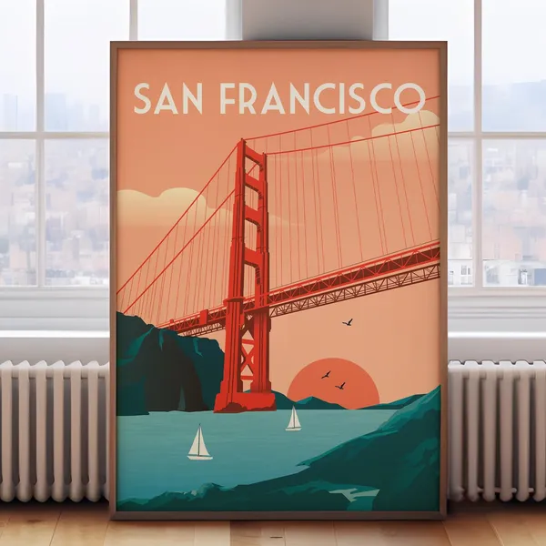 San Francisco Travel Poster, California Art Print