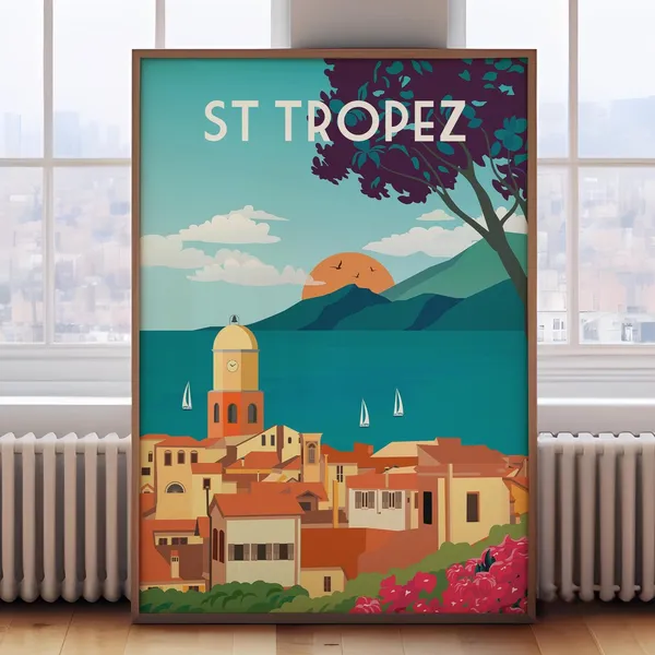 St Tropez Retro Cote D'Azur Travel Poster