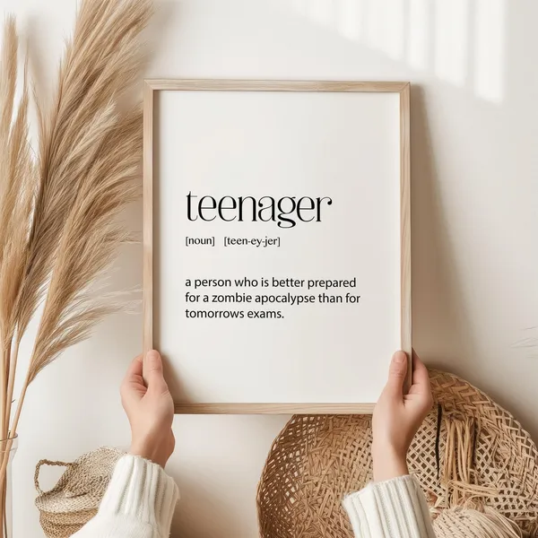 Teenager Definition Art Print, Teen Bedroom Decor