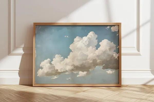 Cloud Vintage Landscape Art Print, Home Decor