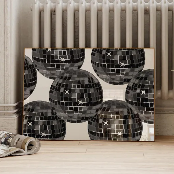Disco Black and White Trendy Wall Art Poster
