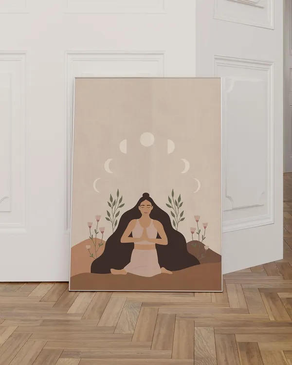 Boho Yoga Meditation Abstract Woman Art Print