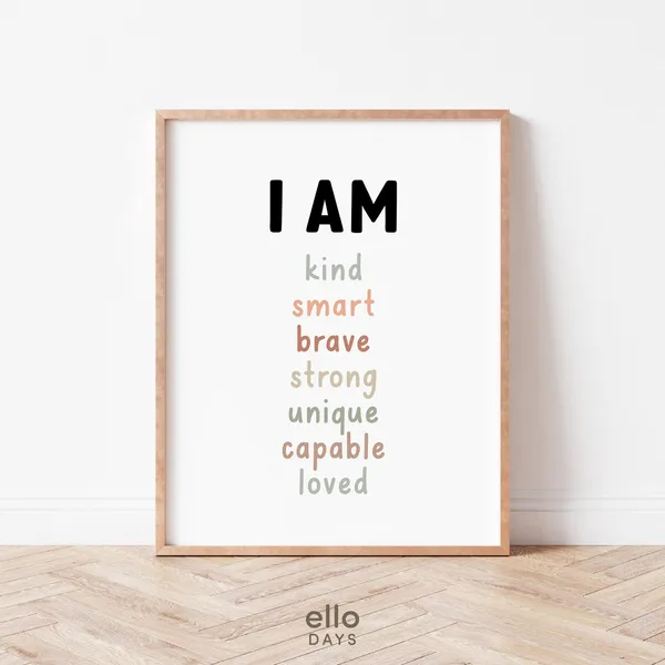I Am Affirmations Print, Positive Classroom Decor