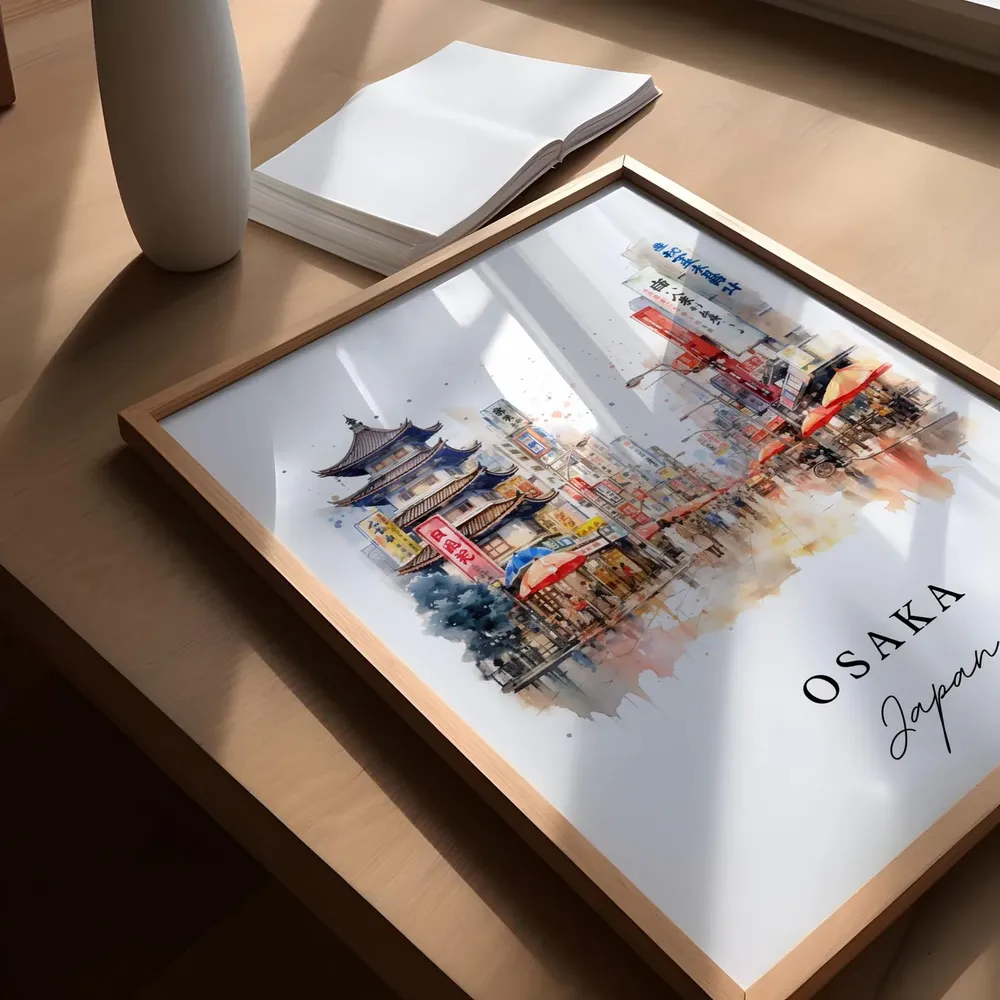 Osaka Japan Travel Poster, Custom Text Wall Art - Image 4