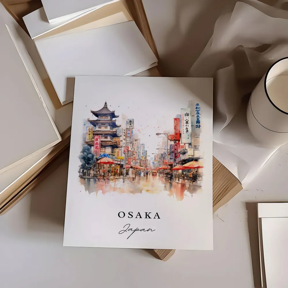 Osaka Japan Travel Poster, Custom Text Wall Art - Image 6
