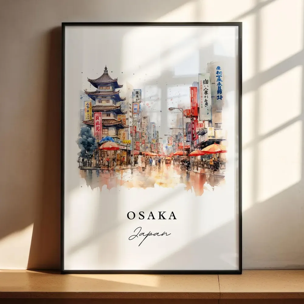 Osaka Japan Travel Poster, Custom Text Wall Art - Image 5
