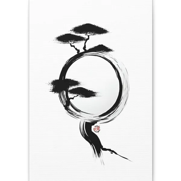 Japandi Zen Ink Wash Art Print, Minimalist Decor