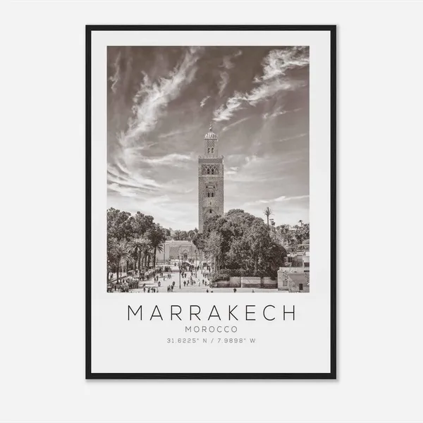 Marrakech Morocco Travel Poster, Minimalist Travel Art