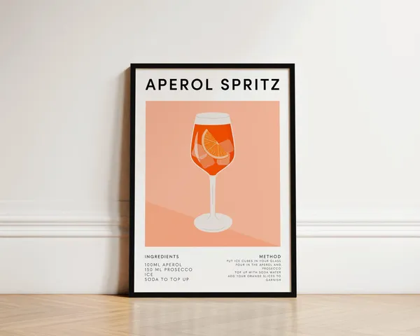 Aperol Spritz Cocktail Poster, Kitchen Wall Art