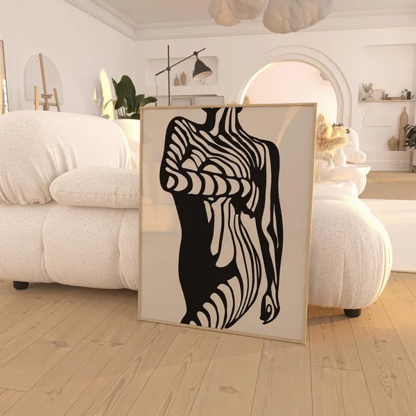 Female Silhouette Line Art, Modern Abstract Art Print