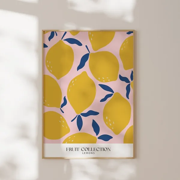 Lemons Wall Print, Kitchen Fruit Market Poster Art
