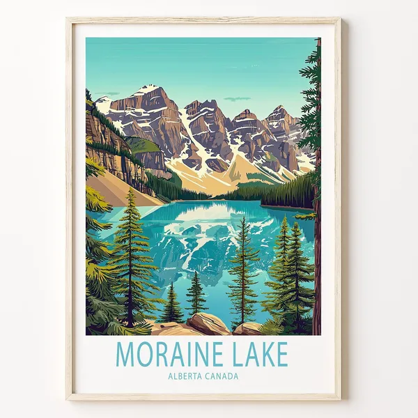 Moraine Lake Canada Travel Poster, Alberta View