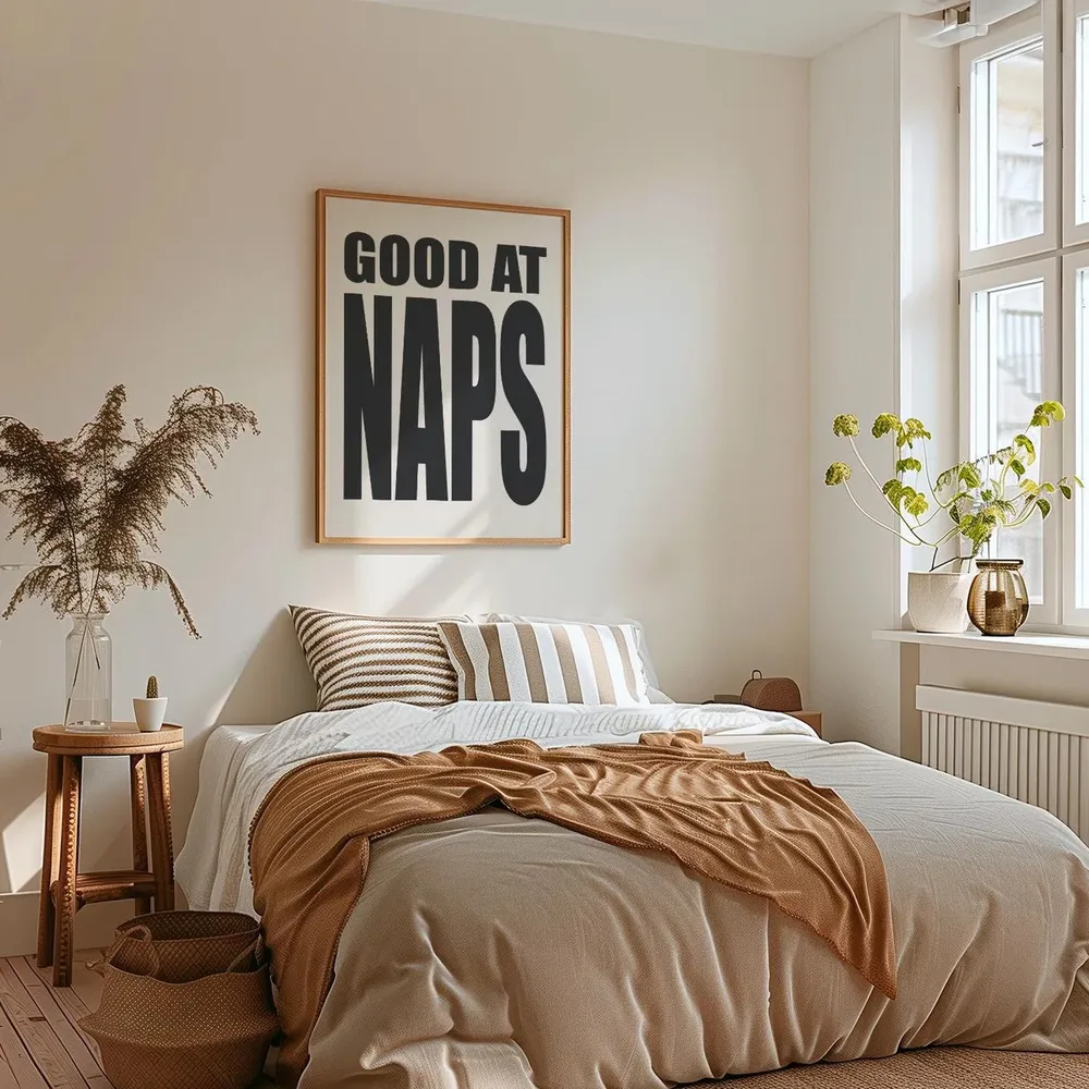 Black Bold Typography Good At Nap Art Print - Image 3