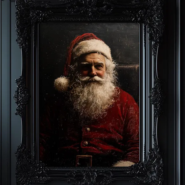 Santa Claus Portrait, Vintage Gothic Christmas Art Print