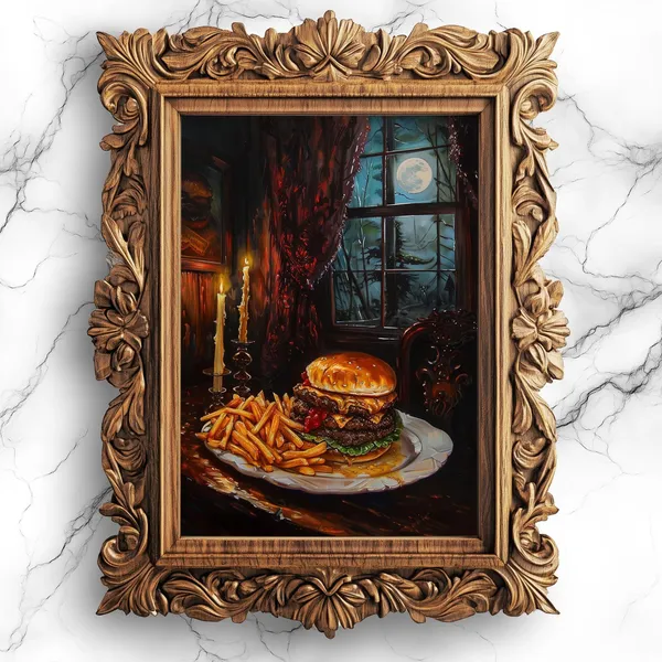 Cheeseburger Art Print, Kitchen Wall Decor