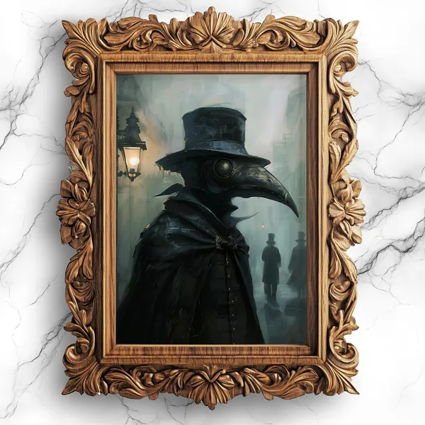 Gothic Victorian Plague Doctor Art Print, Vintage