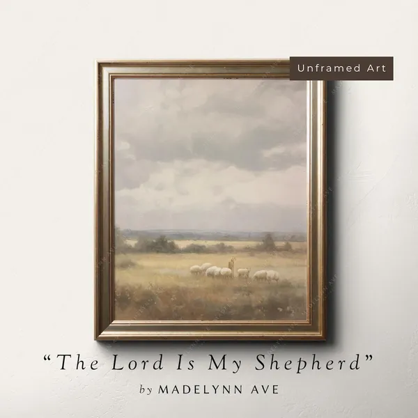 The Lord Is My Shepherd, Neutral Christian Art Print
